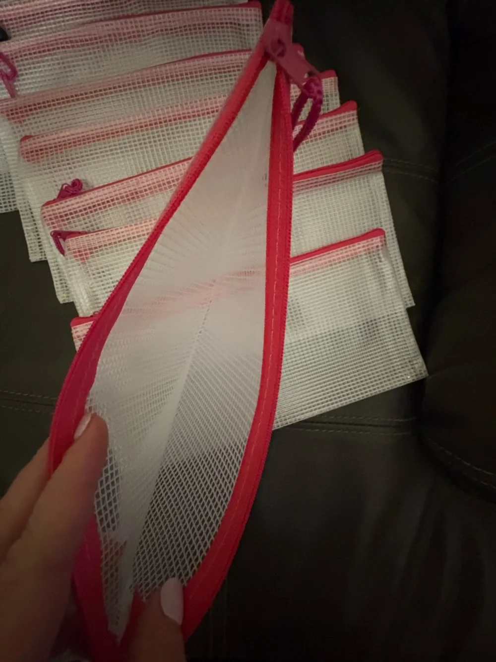 Mesh Pencil Case Set of 9 - Pink Trim